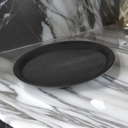 Kávéházi tálca 26,5×19 cm, gumirozott csúszásmentes, fekete, polipropilén