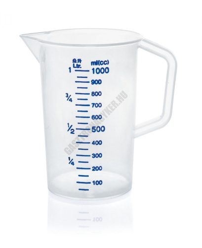 Mérőkancsó, 1 liter, kék skála, polipropilén