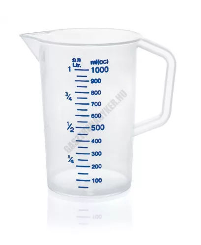 Mérőkancsó, 1 l, kék skála, polipropilén
