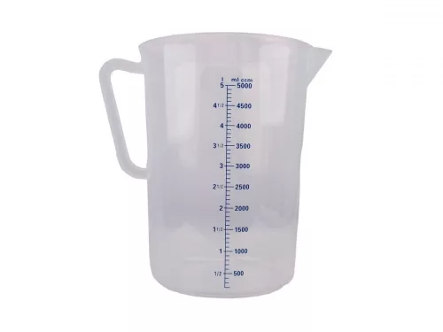 Mérőkancsó, 5 liter, kék skála, polipropilén