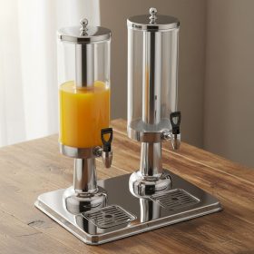 Juice-adagoló, 2×3 l tartály, dupla, jégkása-tartóval